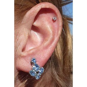 Coro Signed Light Blue Rhinestone and Silver Earrings, Classic 1960's costume je